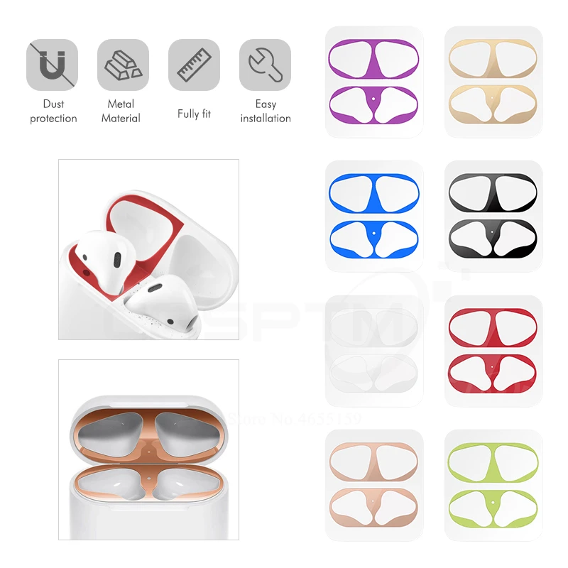 

For Airpods Charging Box Case Ultra Thin Protective Cover Metal Film Sticker Matal Plating Dust Guard For Air Pods Accessories