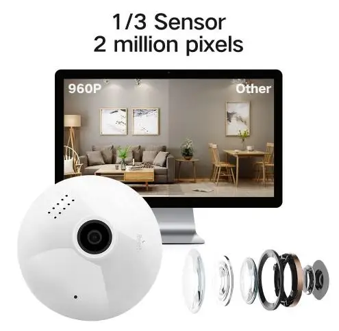 Беспроводная IP камера с лампочкой 1080P 3 0 МП 360 градусов панорамная