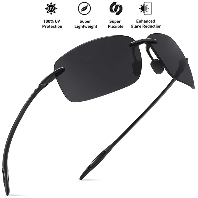 Classic Sports Rectangles Shape Rimless Sunglasses - Image 2