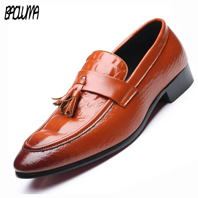 

BAOLUMA Men Loafers PU Leather Pointed Toe Oxfords Business Shoes Italy Dress Shoes Formal Oxford Shoes Men Flats Wedding Shoes