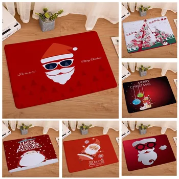 

Flannel Print Christmas Floor Mat Mat Sitting Room Household Bathroom Non-Slip Absorbent Carpet Door Mat