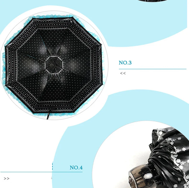 Новый зонтик Для женщин Кружево дождь и Защита от солнца сладкая принцесса зонтик УФ Защита три прочный складной Spitze regenschirm