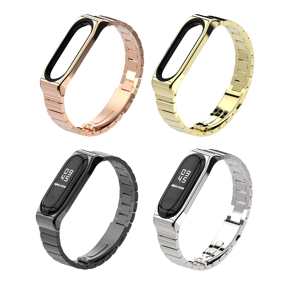 Mi band 4 ремешок для Xiaomi mi и 3 металлический браслет Смарт Безвинтовой из