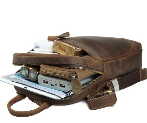 Мужской маленький рюкзак из натуральной кожи в стиле ретро, сумка через плечо из воловьей кожи для iPad мальчика, повседневный рюкзак для путешествий