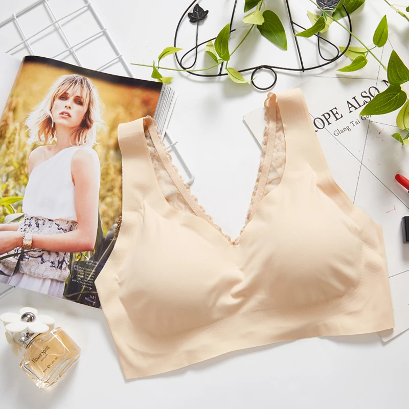 

F&U Sexy Women Bras Push Up Gather Bralette Seamless Bra Wire Free Soutien Gorge Comfort Underwear Solid Color Y shape Bras