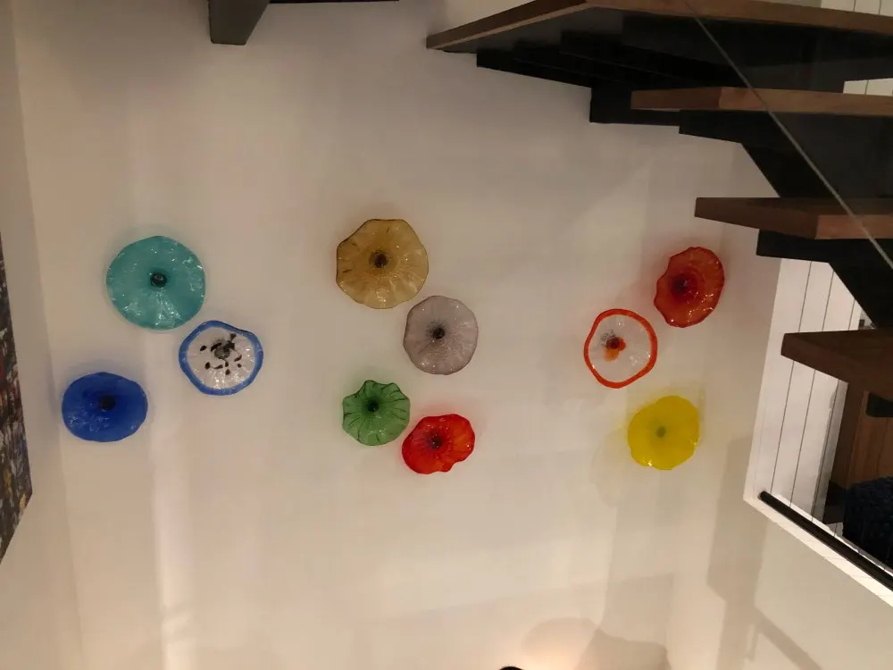 Elegant Hand Blown Glass Plates Wall Art Murano Flower Glass Hanging Plates Wall Art High