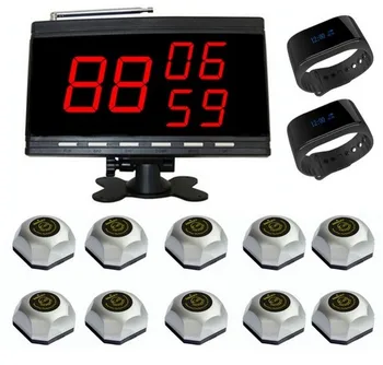

Free shipping! Wireless Paging System, 1 screen display, 2 mobile watch pager, 10 call buttons, nurse call, hotel waiter service