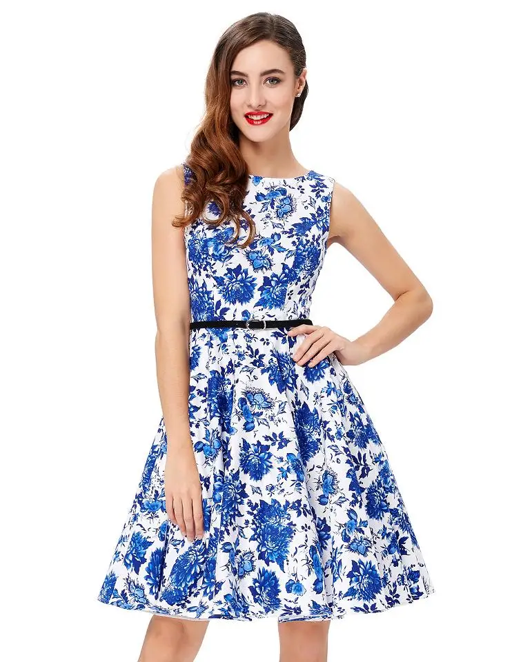 Женское летнее платье, женское цветочное Ретро винтажное платье, 50s 60 s, Повседневные Вечерние платья, рокабилли, платье размера плюс, Vestidos mujer - Цвет: vintage dress 32
