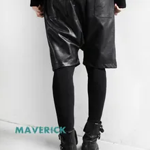 27-44! Новая мужская одежда Модные PU лоскутные базовые двухслойные узкие брюки плюс размер костюмы певицы
