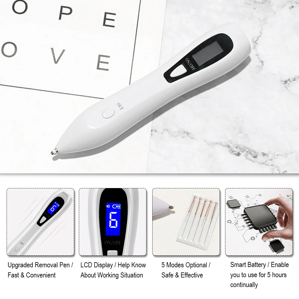 

Eraser Removal Pen Skin Tag Removal Tool Kit With 6 Modes Mole Beauty Pen For Body Facial Freckle Nevus Warts Spot TattooTools