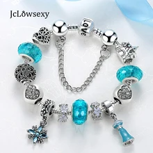 Европейский стиль винтаж Посеребрённый, зелёный кристалл браслет с подвеской для женщин подходит DIY браслет ювелирные изделия подарочные браслеты