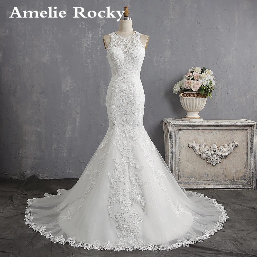 Vestidos De Novia 2020 женское простое свадебное платье с русалочкой длинное кружевное