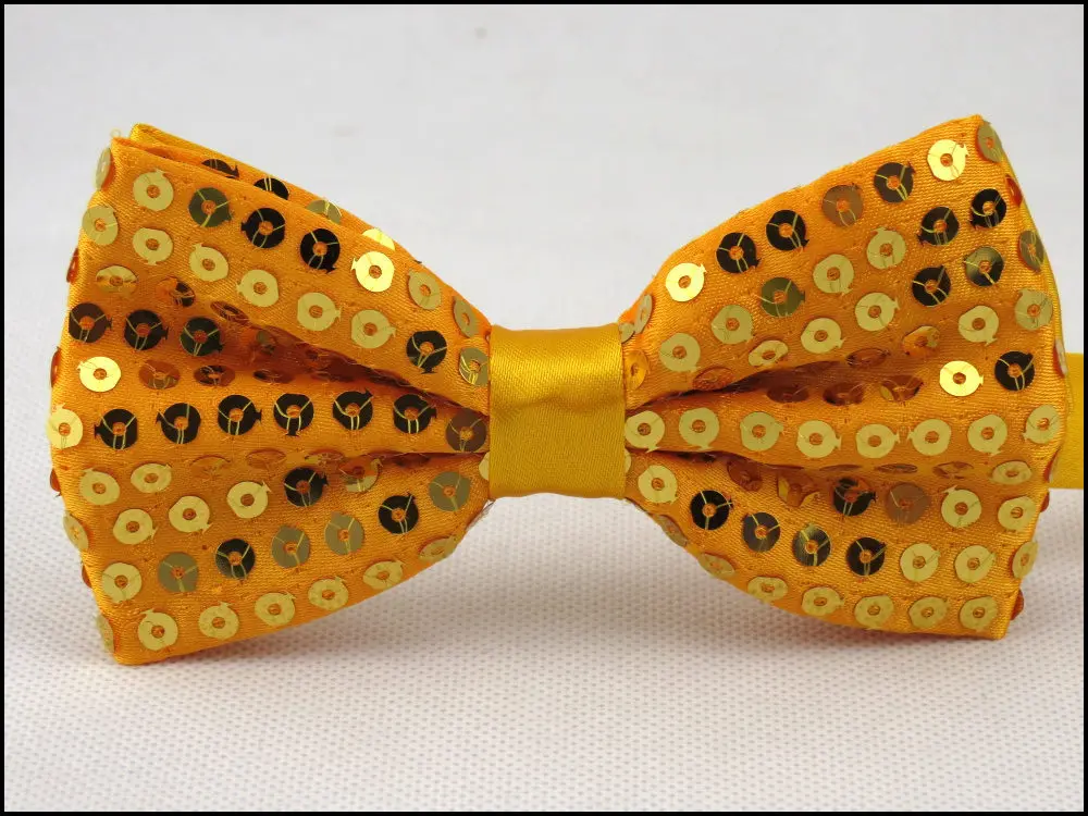 Различные чистые цвета блестки Арена галстук-бабочка/полиэстер шелк/Блестки бант/перформер галстук-бабочка - Цвет: yellow