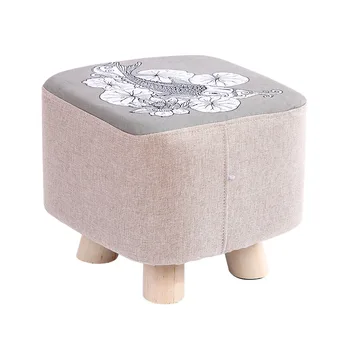 

Countryside Round Wood Stools Washable Taboret Bedroom Makeup Chair Home Furniture Footstool Dining Beach Pouf Ottoman