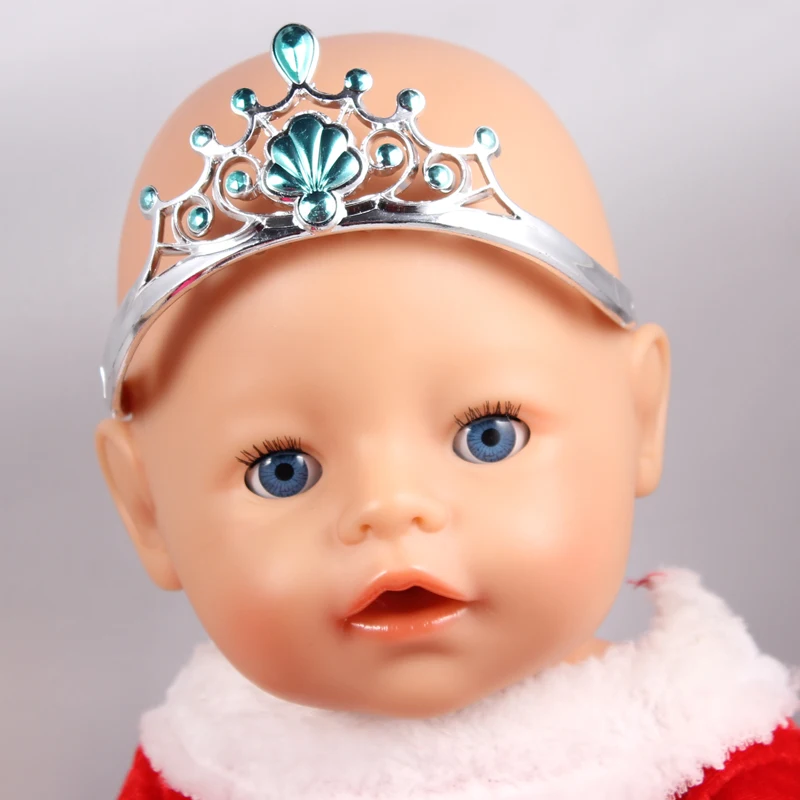 Blue Princess Empress Crown for 43cm Baby Born Zapf Doll Toys Doll Headwear Jewelry A33