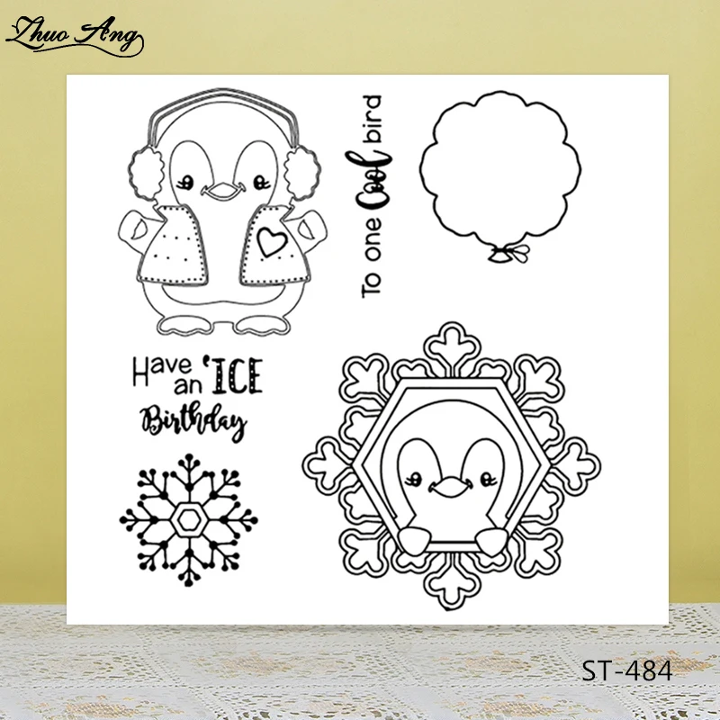 

ZhuoAng Cute penguin Transparent Clear Silicone Stamp/Seal for DIY scrapbooking/photo album Decorative clear stamp