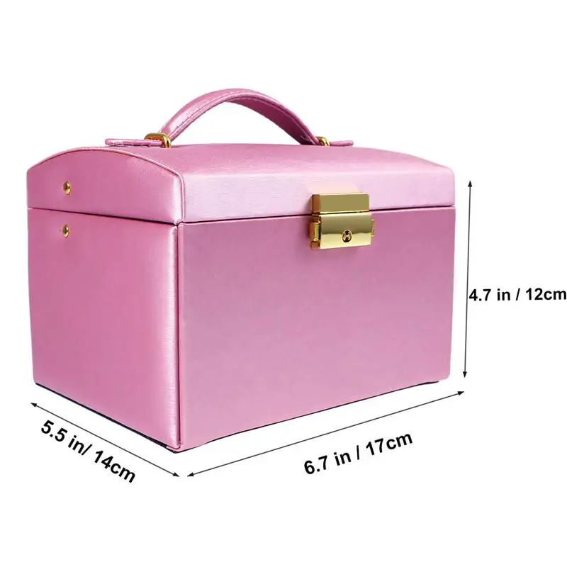 Cosmetic Organizer Jewelry Packaging Box Lockable Makeup Storage Case Organizer with Lift-Up Lid Mirror and Drawers