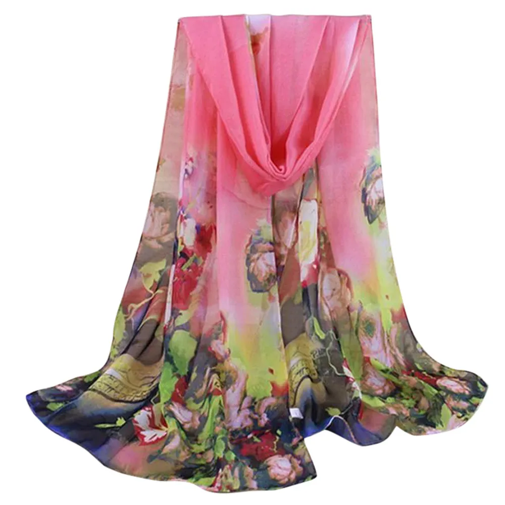Kancoold шелковый шарф шаль Сексуальная Уникальный Стиль Модные женские цветочные принты шифоновый шарф шарфы для женщин продажа предметов