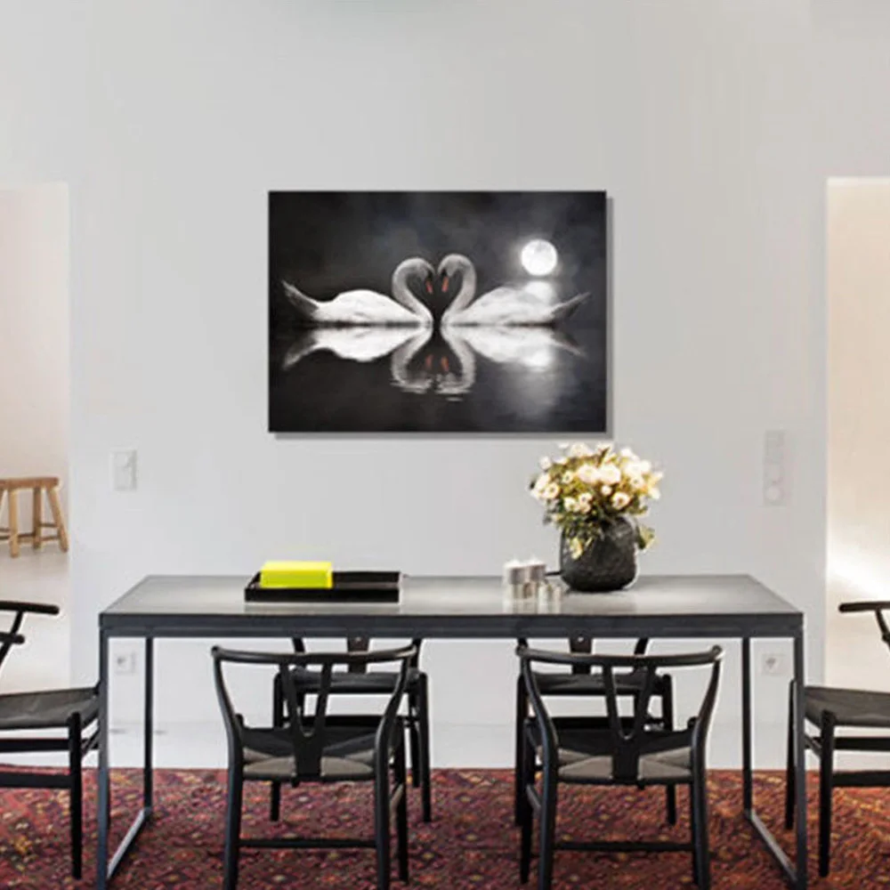 

Nordic Canvas Oil Paintings Love Heart Swan 40*60cm /50*70cm Bar Art Craft Ornament Posters & Prints Wall Decor Paintings