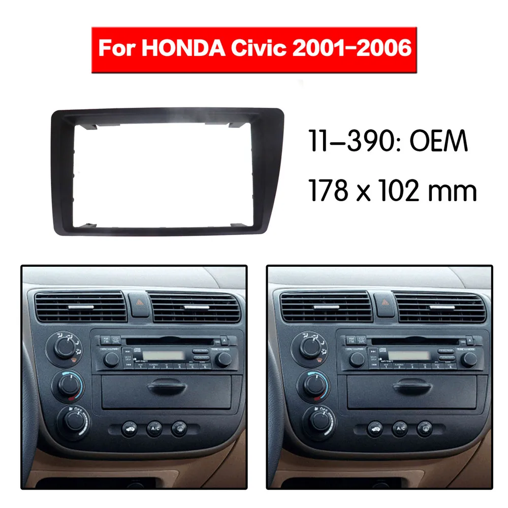 Автомобильный Радио фасции мультимедиа рамка Комплект для HONDA Civic 2001-2006(левое колесо) Аудио ободок Переходная панель отделка Dash 2 Din монтажный комплект