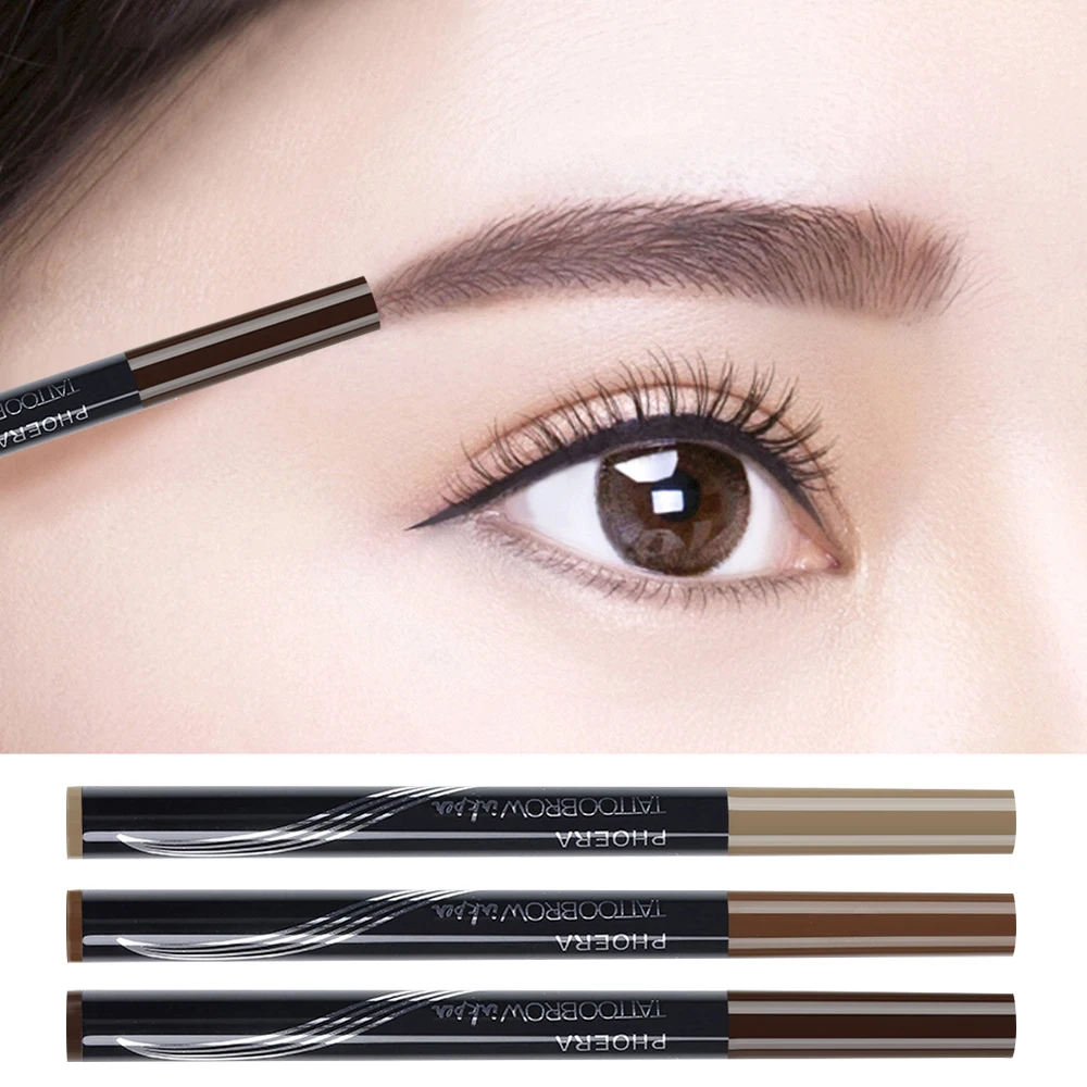 

PHOERA 1Pcs 3D Microblading Eyebrow Tattoo Pen Natural Eyebrow Pencil Waterproof 4 Fork Tip Fine Sketch Liquid Brow Pencil TSLM2