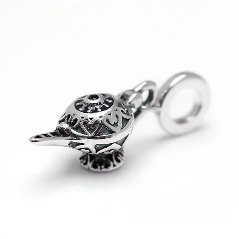 

New Vintage Aladdin lamp With Crystal Pendant Bead Fit Pandora Bracelet Bangle DIY Jewelry 925 Sterling Silver Bead Charm