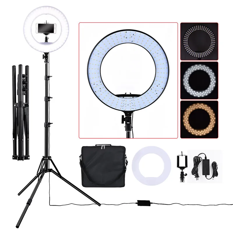

Yidoblo FS-390II Photographic Lighting Dimmable 3200-5500K 192 Leds Camera Photo Studio Phone Photography Ring Light Lamp&Tripod