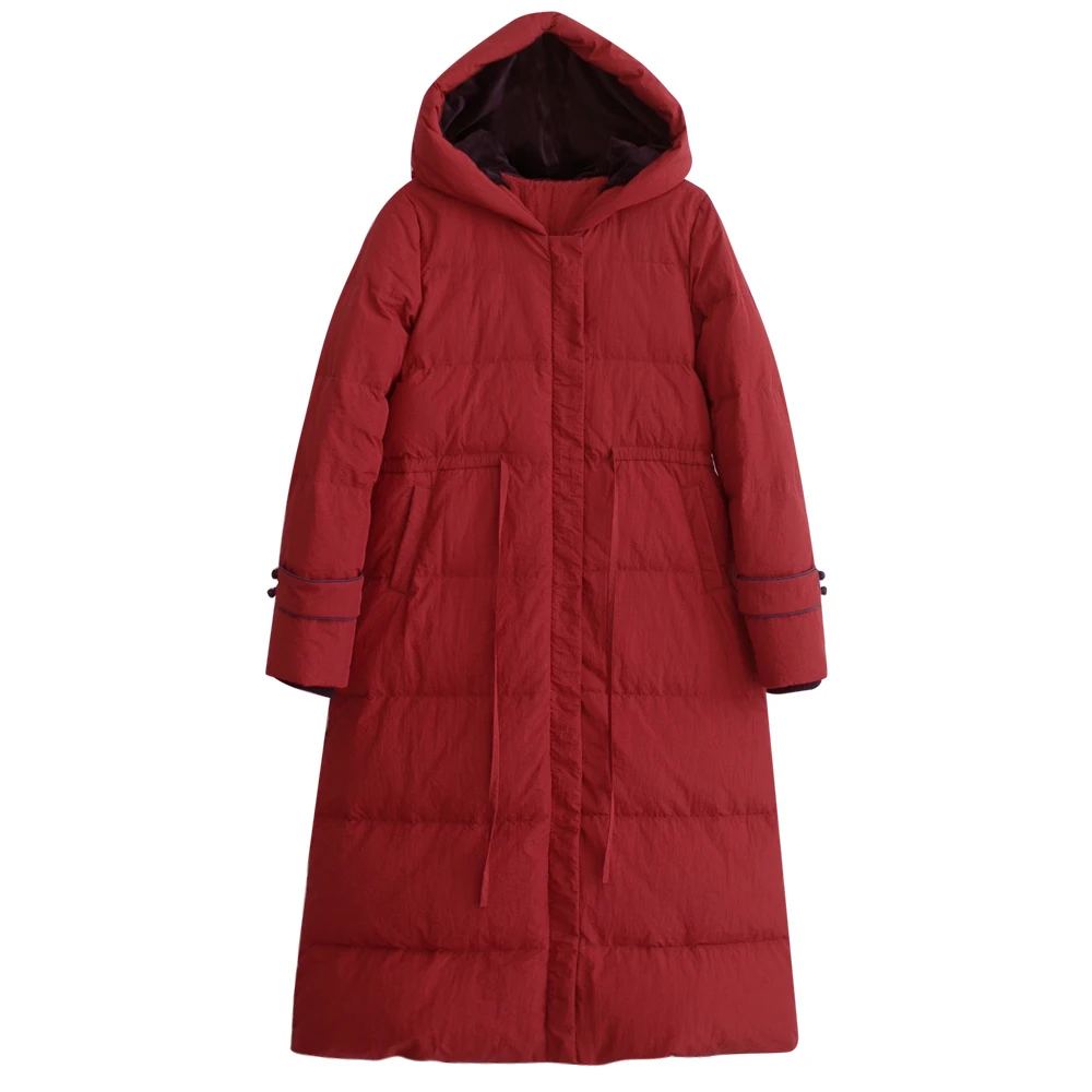 MM217 New Arrival 2017 casual loose warm white duck down jacket women long hooded thick winter coat