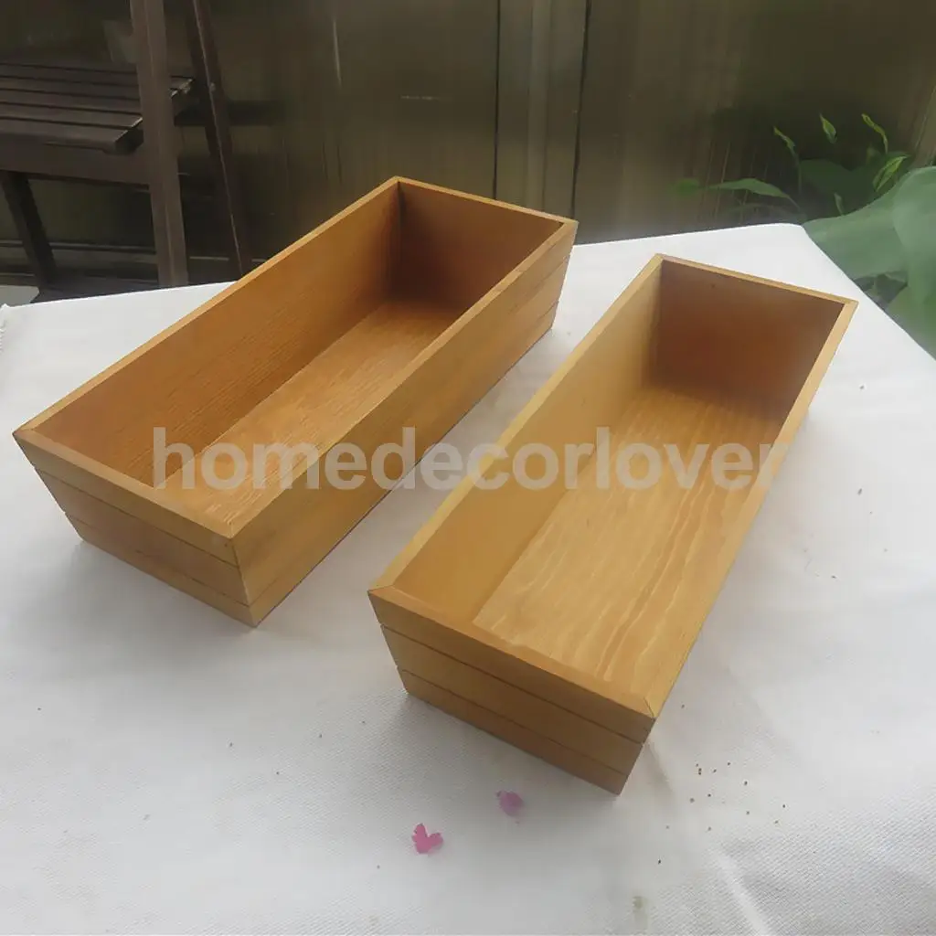 Wooden Succulent Plant Flower Bed Pot Through Box Garden Planter 34cm/35.5cm