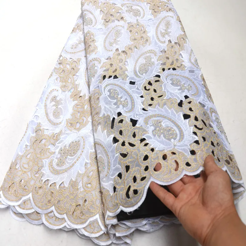 Африканская кружевная ткань органза ручного раскроя французская сетчатая вышивка Тюлевое кружево с пайетками ткань для нигерийского свадебного платья RG958