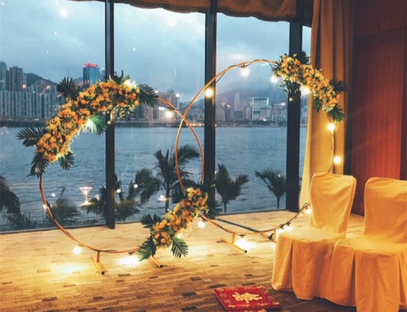 JAROWN Round Ring Arches Iron Shelf Artificial Flower Door Wedding DIY Background Decoration Home Party Flower Row Stand Decor (54)