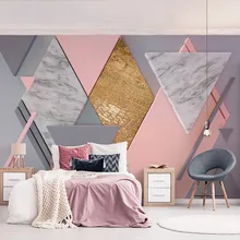 Современные креативные розовые бриллиантовые геометрические фото фрески обои для гостиной спальни романтическое искусство настенная ткань Papel De Parede 3D Sala