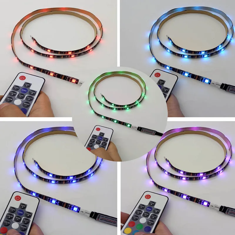 5V USB Светодиодная лента 5050 RGB ТВ фоновое освещение с 17Key/Mini 3Key/24Key/44Key контроллер 50 см/1 м/2 м/3 м/4 м/5 м набор