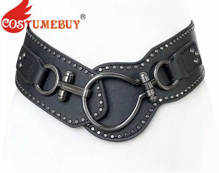Женский широкий пояс CostumeBuy черный кушак с металлическими заклепками в стиле панк