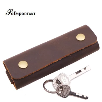 

Vintage Handmade Housekeeper Genuine Leather Key Wallets Female Women Keychain Covers Key Holder Case Bag Keys Organzier Purse