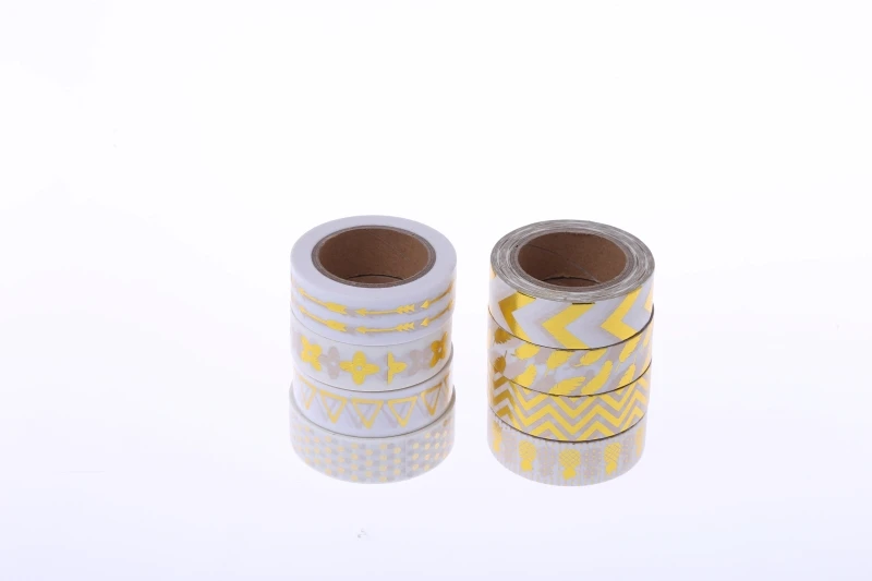 

Gold Foil Printing Washi Paper Tape DIY Sticky Adhesive Sticker Decor 15mmx10m