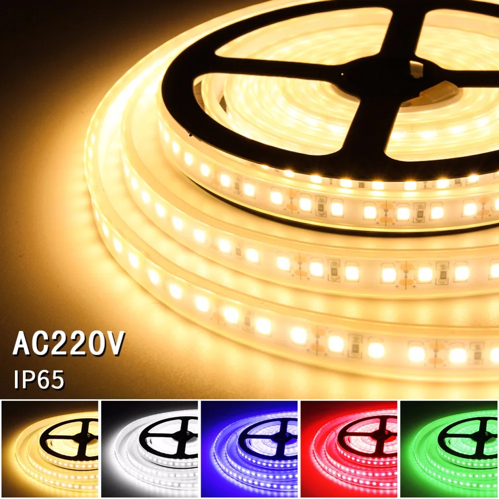Гибкая светодиодная лента с регулируемой яркостью 220 В SMD 5050 2835 RGB