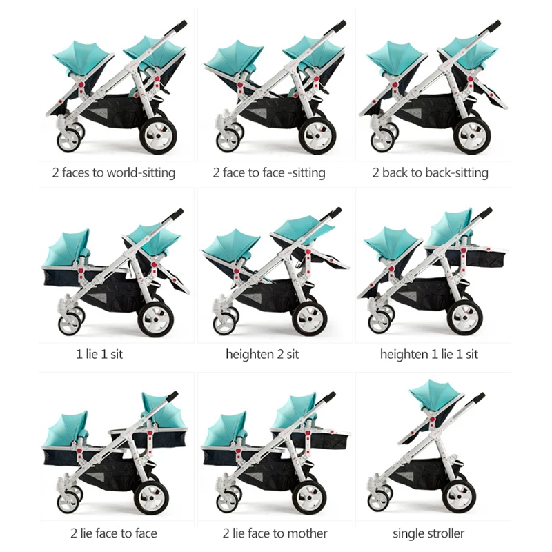 

High quality Motherknows twins baby stroller front and rear folding light high quality two-way trolley six free gifts