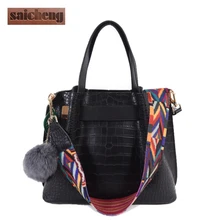 Sacs de Créateurs De mode Célèbre Marque Femmes Sacs 2016 Pompon Femme Épaule Sac Crocodile Femmes Sacs À Main Bolsas Feminina Coloré