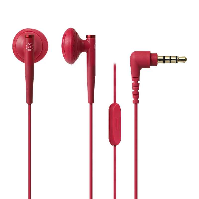 Оригинальные наушники Audio-Technica ATH-C200IS, проводные наушники-вкладыши, музыкальные наушники с проводным управлением и микрофоном для huawei Xiaomi - Цвет: RED