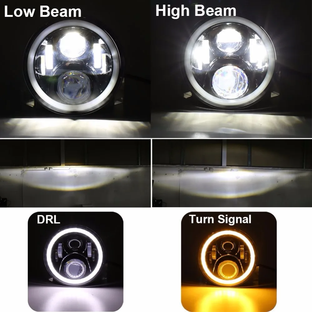  For Hummer H1 H2 Led Headlight 60w 7 Inch LED Headlights High Low Beam Angel Eye DRL Amber Turn Sig - 32818555221