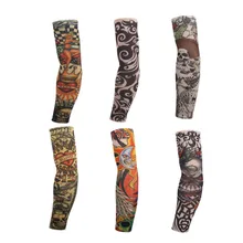 Elastic Tattoo Sleeve 1Pcs Riding UV Care Nylon Stretchy Arm Stockings 24 Colors To Choose Outdoor Fake Temporary Tattoo Sleeves