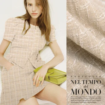 

2017 new hot sale fashion Imported French window queen woven tweed wool viscose fabric for coat tissu au meter bright cloth DIY