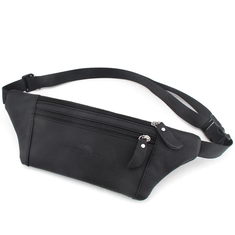 VANTER OX Cow Leather Men Or Women Waist Bag New Casual Small Male Waist Packs For Cell Phone And Credit Cards Travel Chest Bag