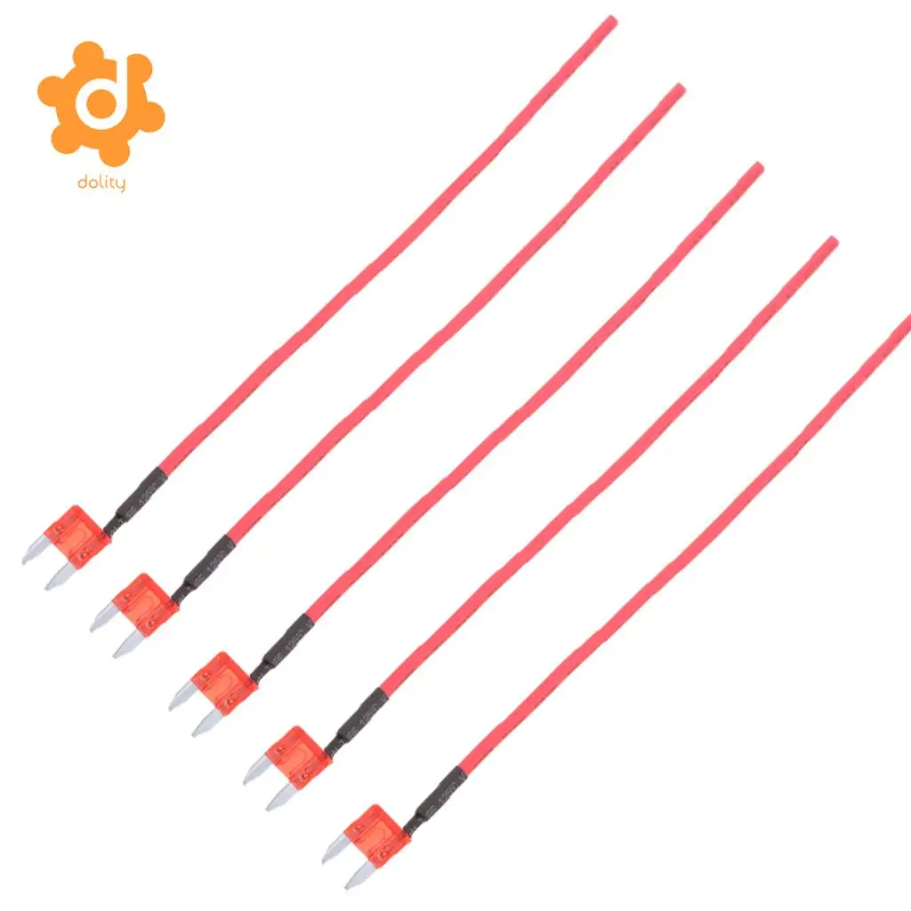5 Pieces Car Truck Boat 10A 32V ATM APM Mini Blade Fuses with 16 AWG Wire