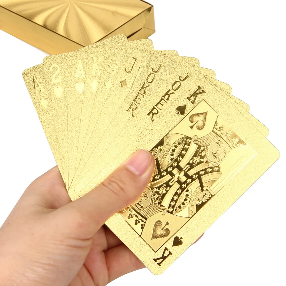 Luxury Gold Foil Poker Set Grid Plastic Foil Poker Durable Waterproof