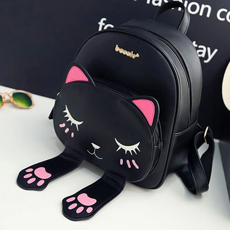Высококачественный Женский рюкзак с кошачьими ушками, забавный рюкзак из искусственной кожи в стиле аниме, школьная сумка для девочек-подростков, маленькие рюкзаки Mochila