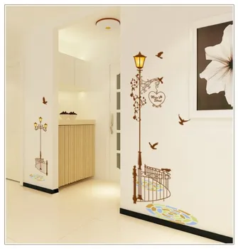 

60*90cm Street lamp Streetscape Self Adhesive Vinyl Removable Decal for Bedroom Living Room Home Decor PVC Wall Stickers Art