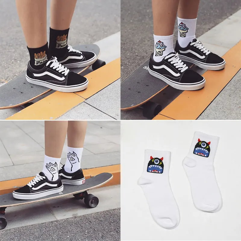 

Fashion Animal Cartoon Character Short Socks Women's Patterned Ankle Hipster Skatebord Ankle Funny men Pure Cotton Socks Female