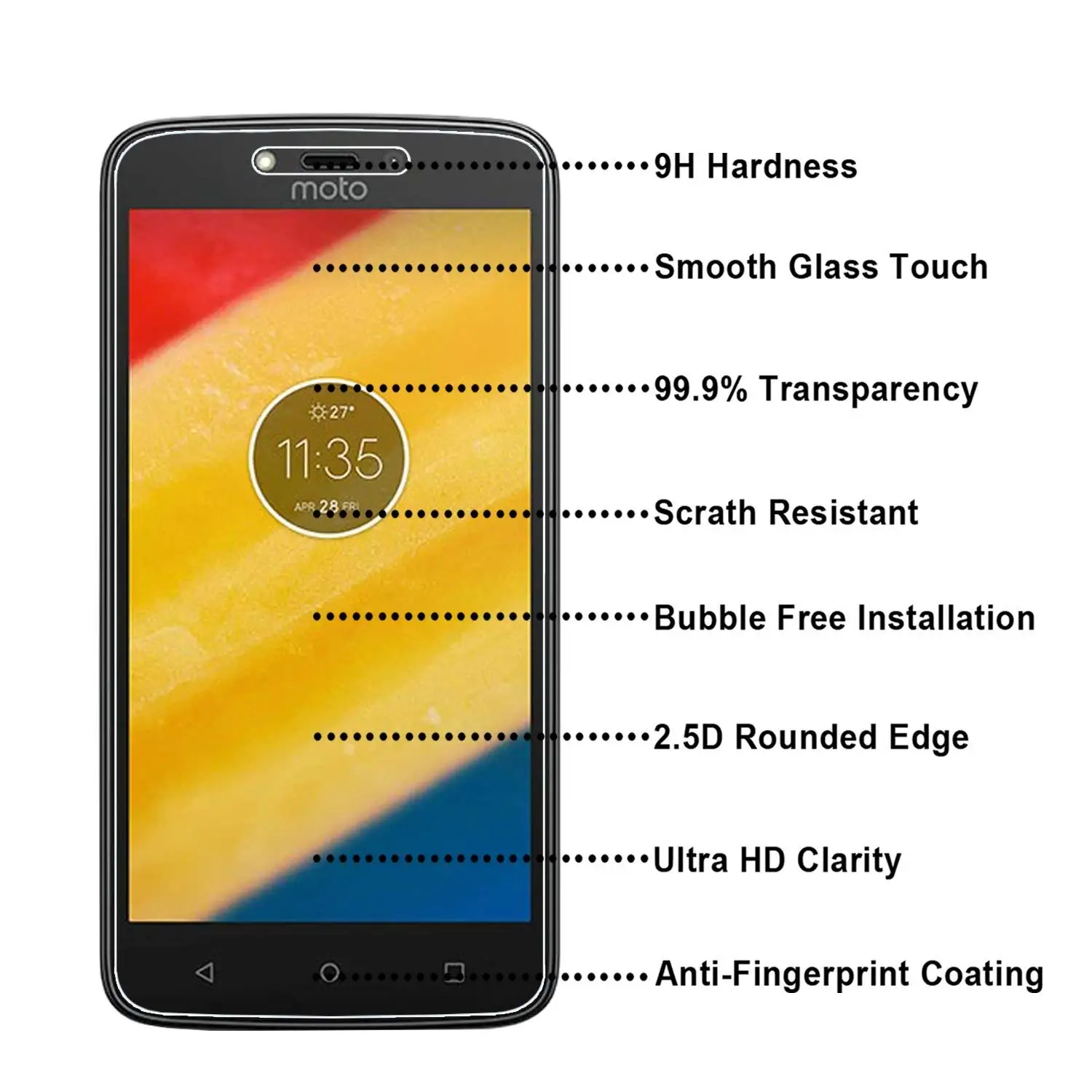 Высококачественное закаленное стекло для Motorola Moto C Plus защита экрана 2.5D 9H